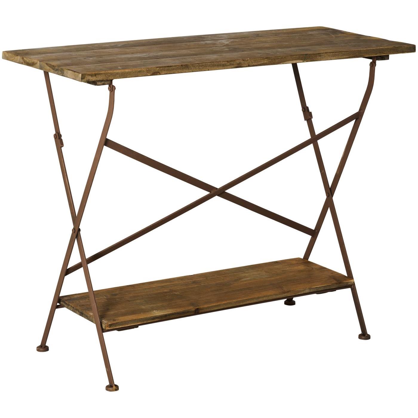 Bord m/træbordplade og træhylde m/metalstel