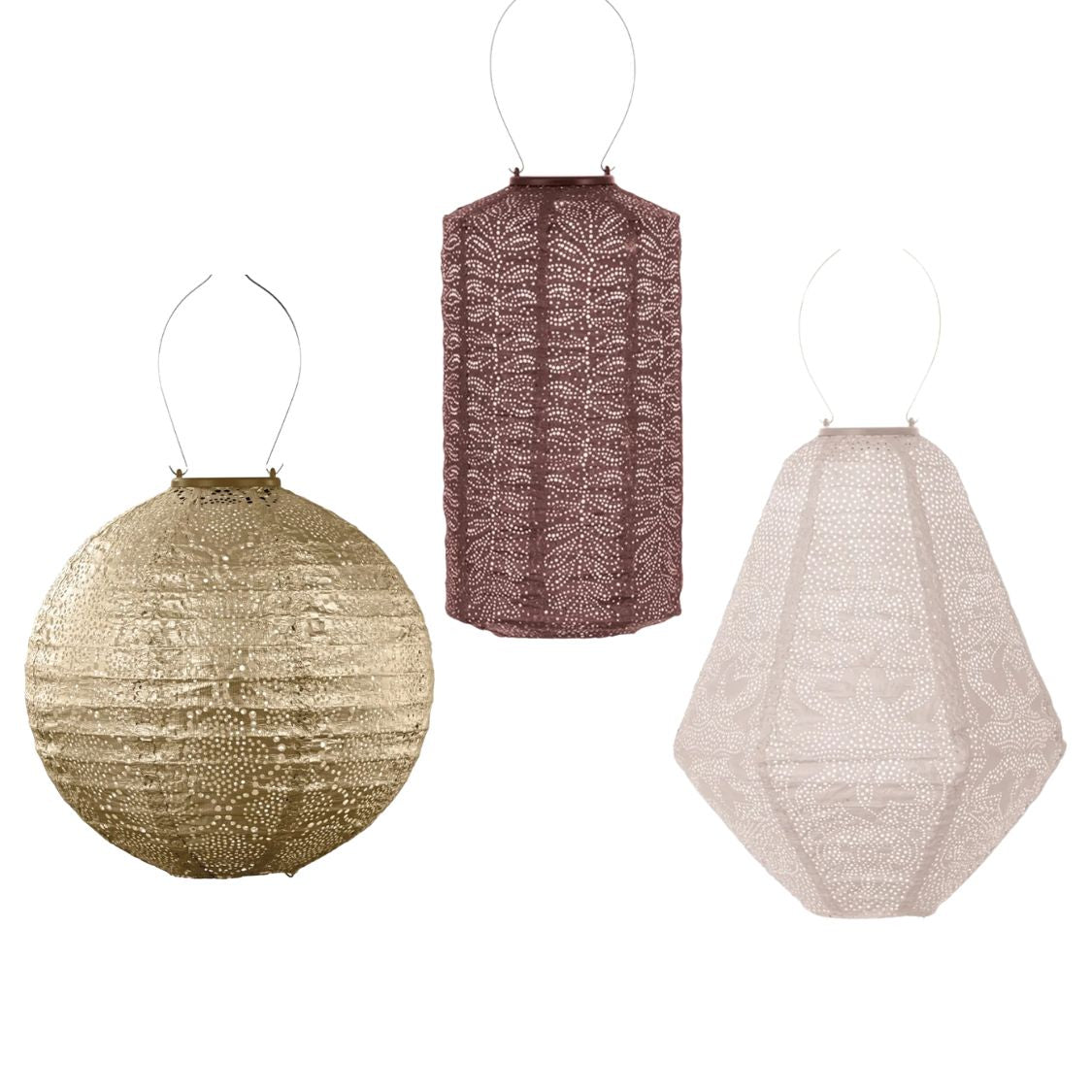 Lumiz solcelle lanterner - 3 stk Rose-gold sampak