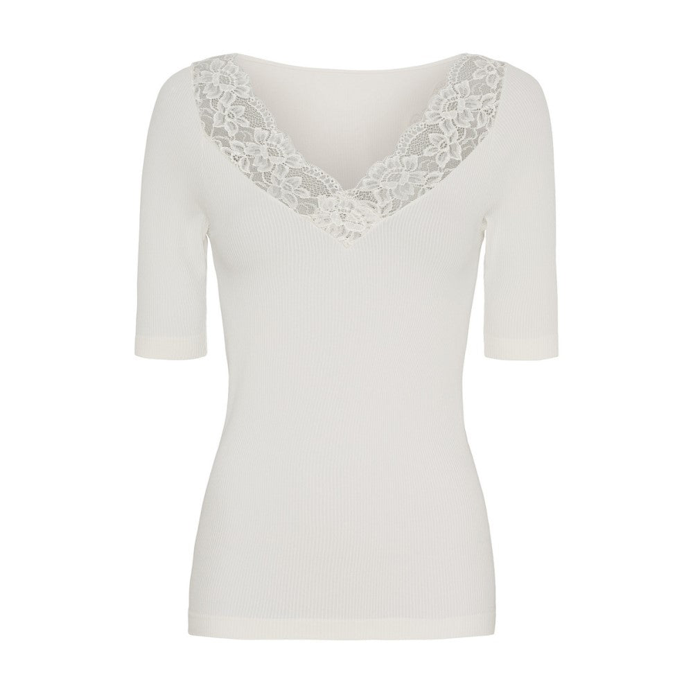 Belen rib t-shirt k/æ - Ivory