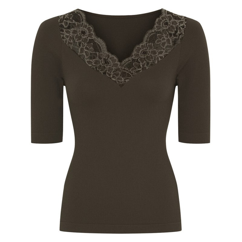 Belen rib t-shirt k/æ - Caffe