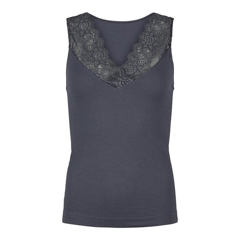 Belen ribtop V-blonde - antracit