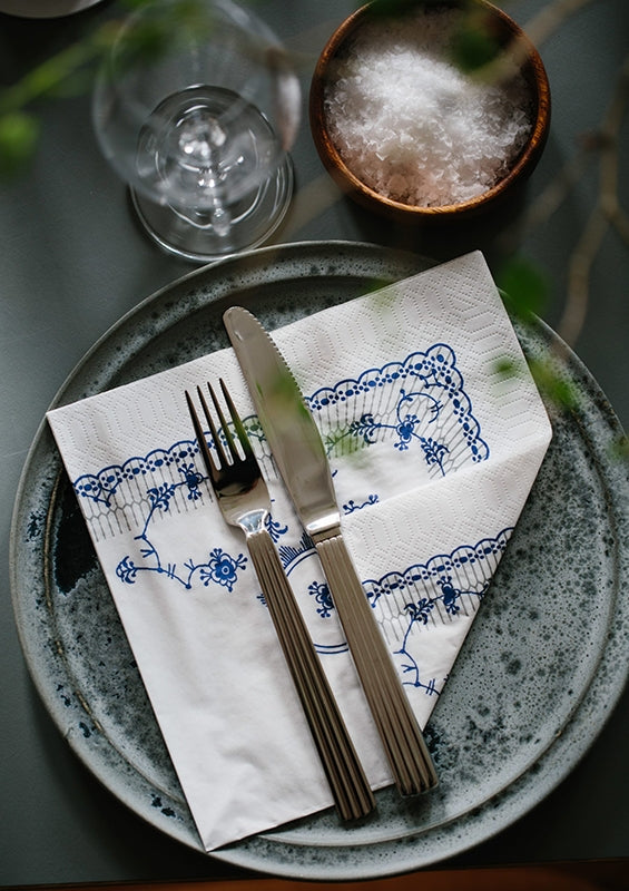 Musselmalet servietter - blå