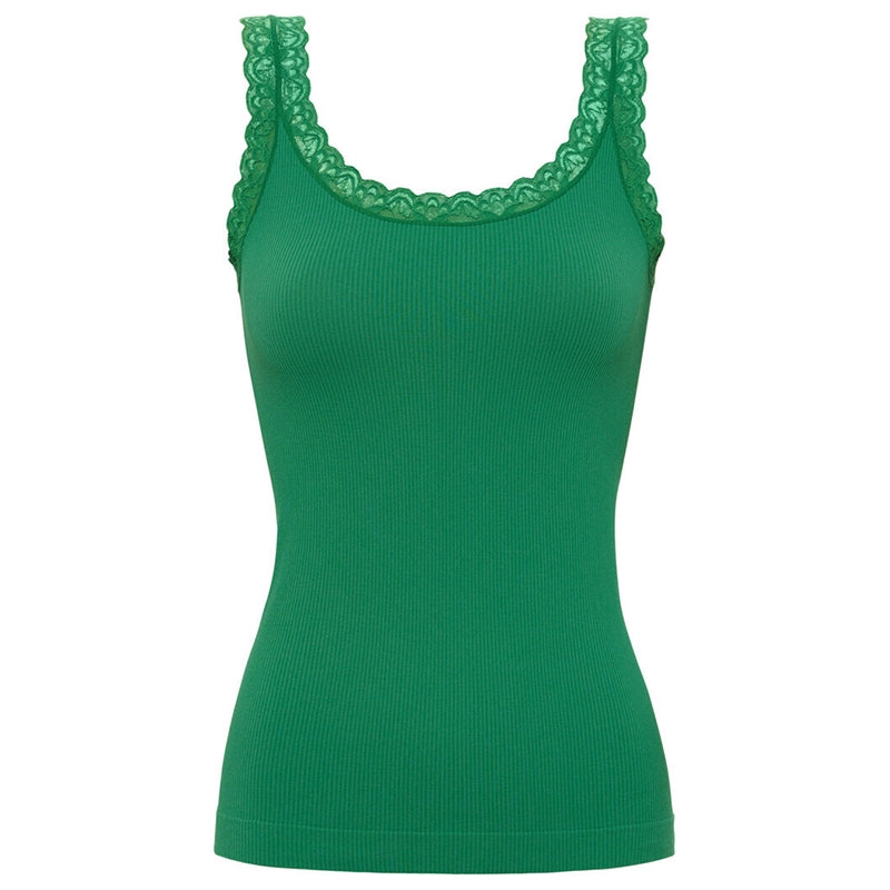 Frida rib top m/blonde - Felce