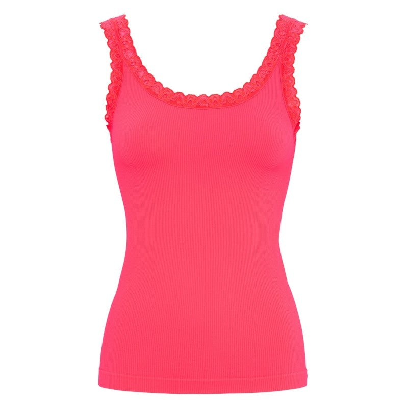 Frida rib top m/blonde - Scarlatto