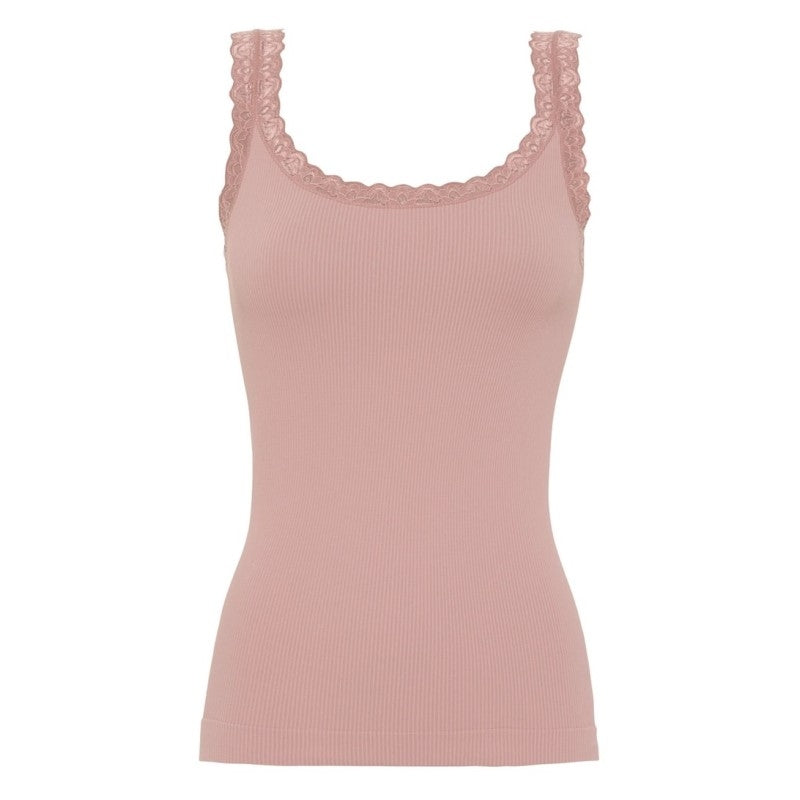 Frida rib top m/blonde - Antik rosa