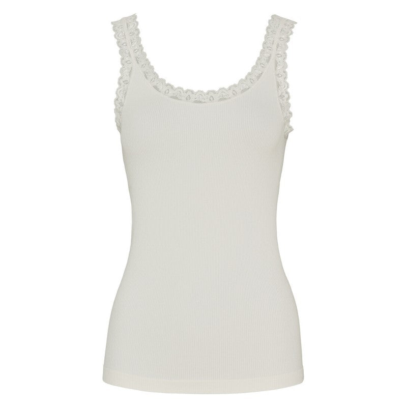 Frida rib top m/blonde - Ivory