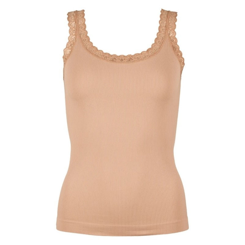 Frida rib top m/blonde - Nude