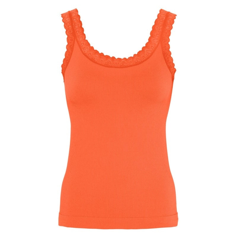 Frida rib top m/blonde - Orange