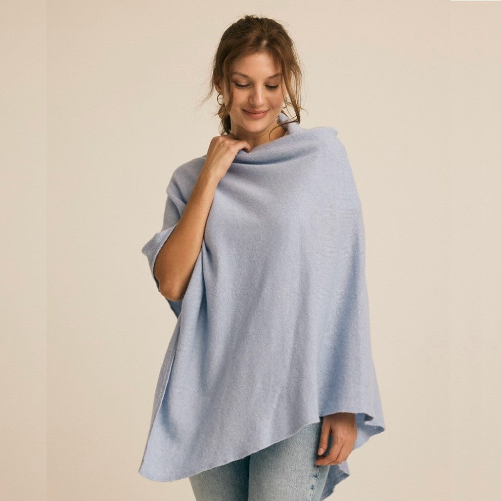 Gorridsen Design uld poncho farve sky