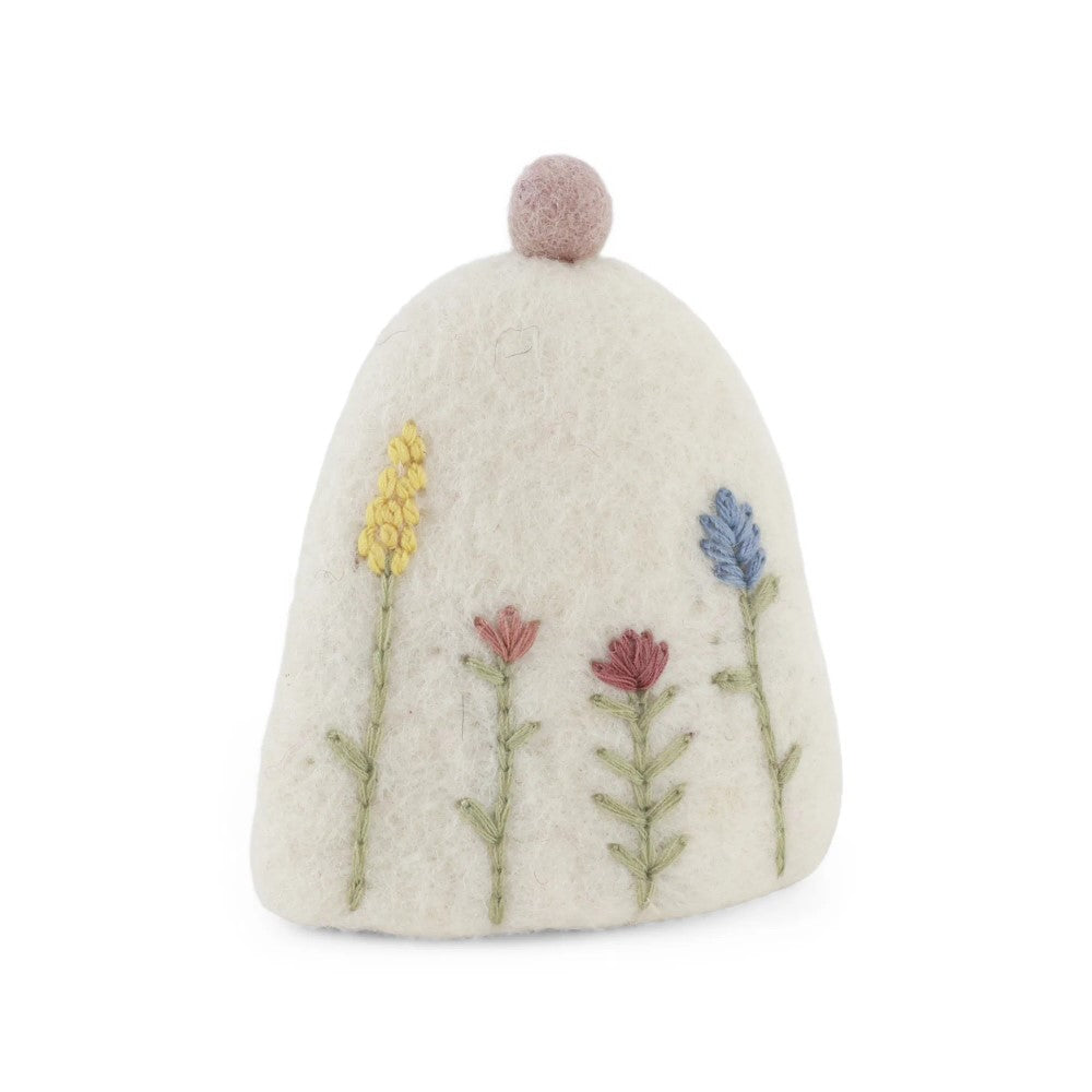 Gry & Sif - Hvid Æggevarmer m/ broderi