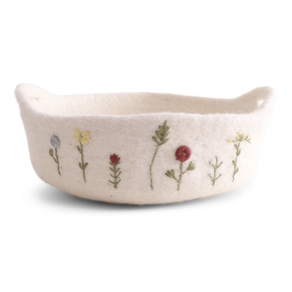 Gry & Sif - Brødkurv i filt med broderi og håndtag