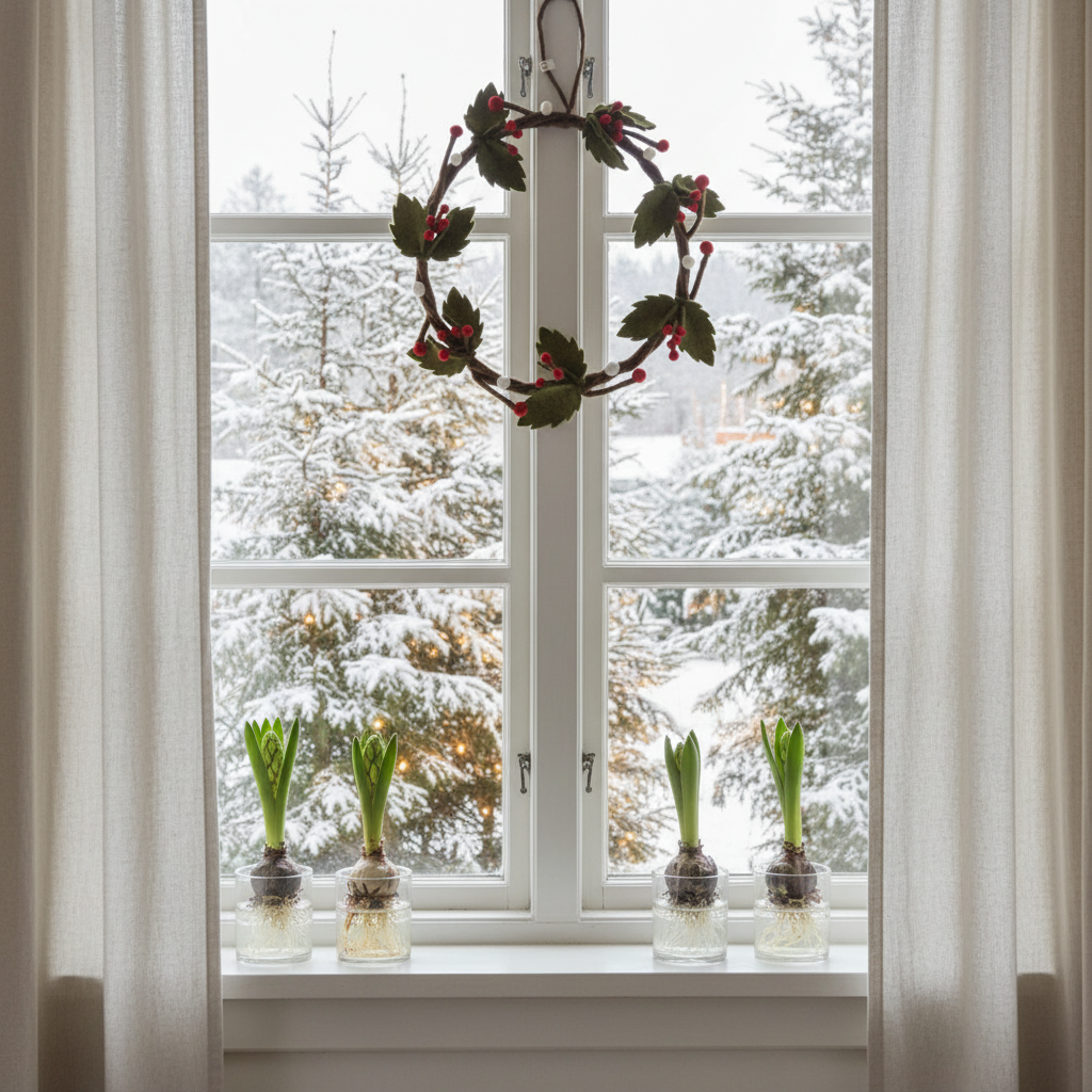 Gry & Sif Holly Julekrans med grantræer og hyacinther