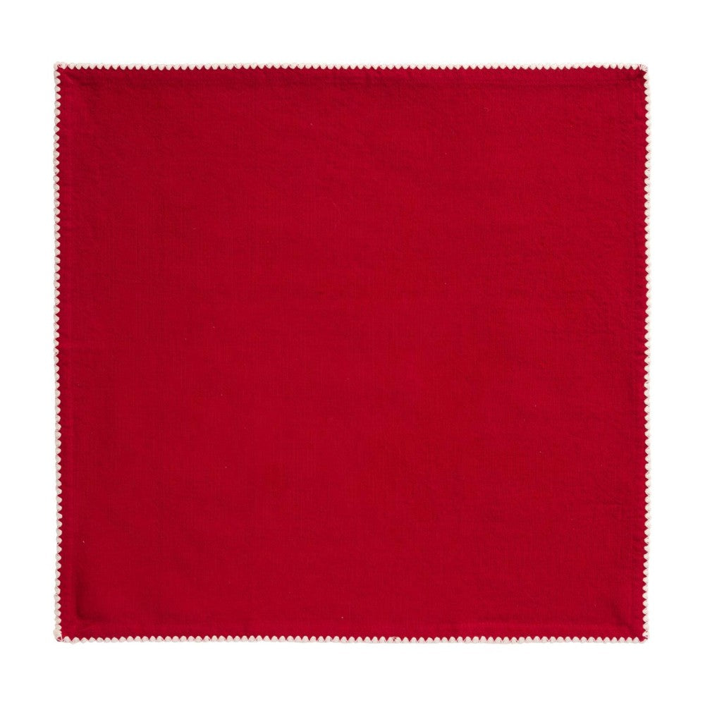Ib Laursen - Rød Dagmar Stofserviet Dagmar rød m/hvide stikninger