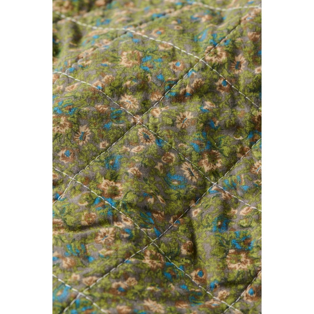 Ib Laursen - Quilt grå m/turkis og rosa blomster