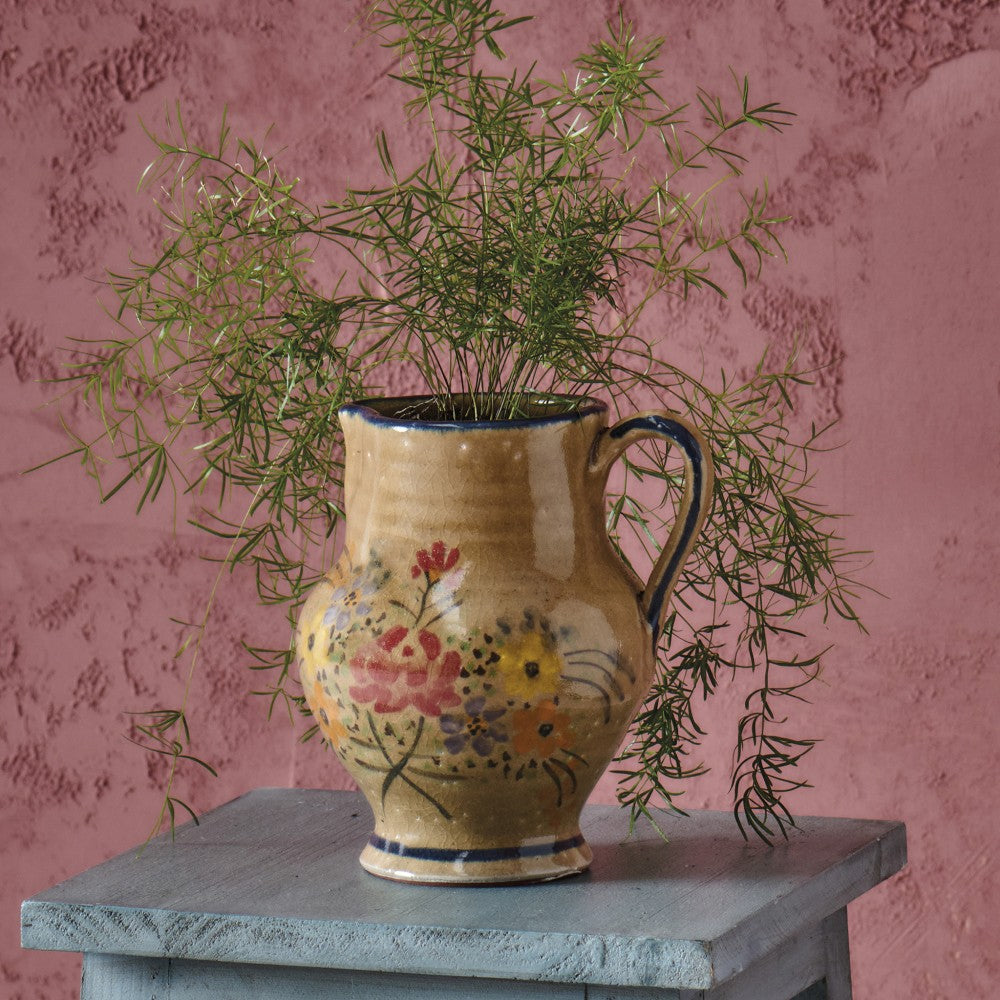 Ib Laursen - Keramik vase med hank og blomster