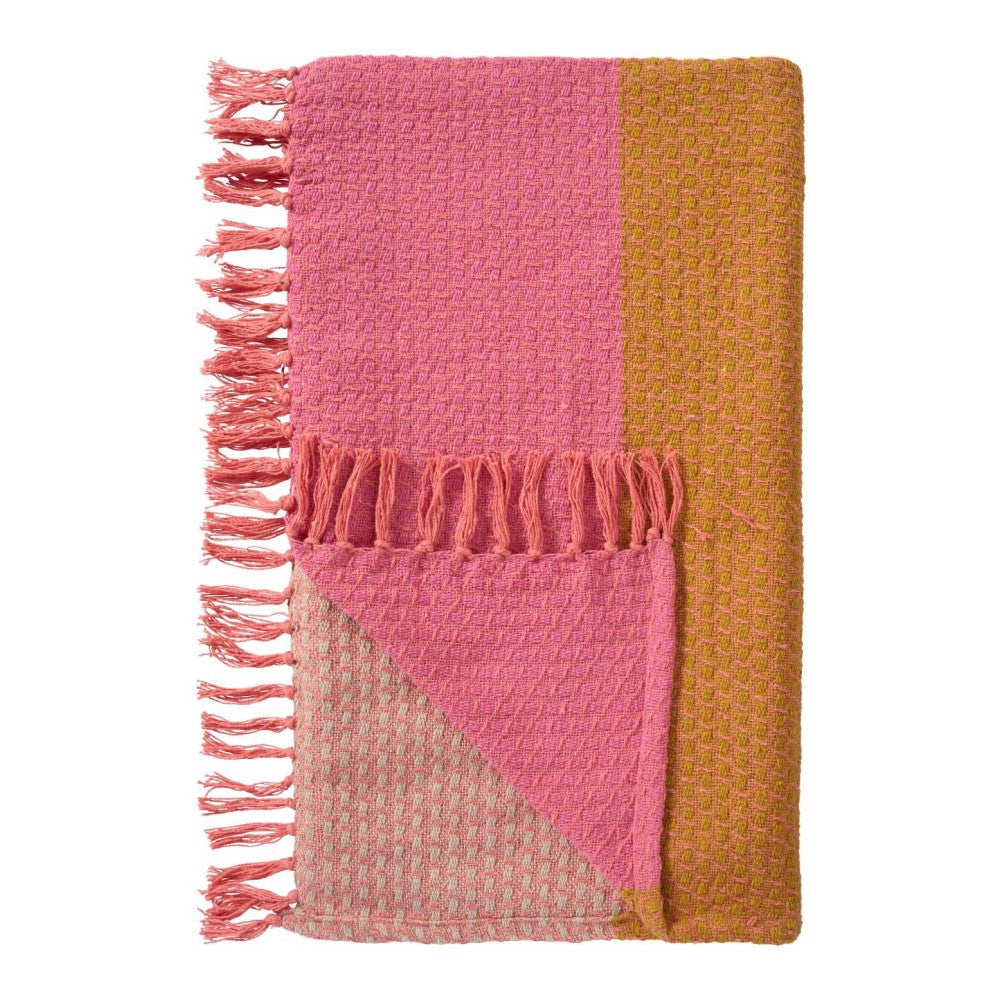 Ib Laursen - Bomulds plaid pink, orange, natur.