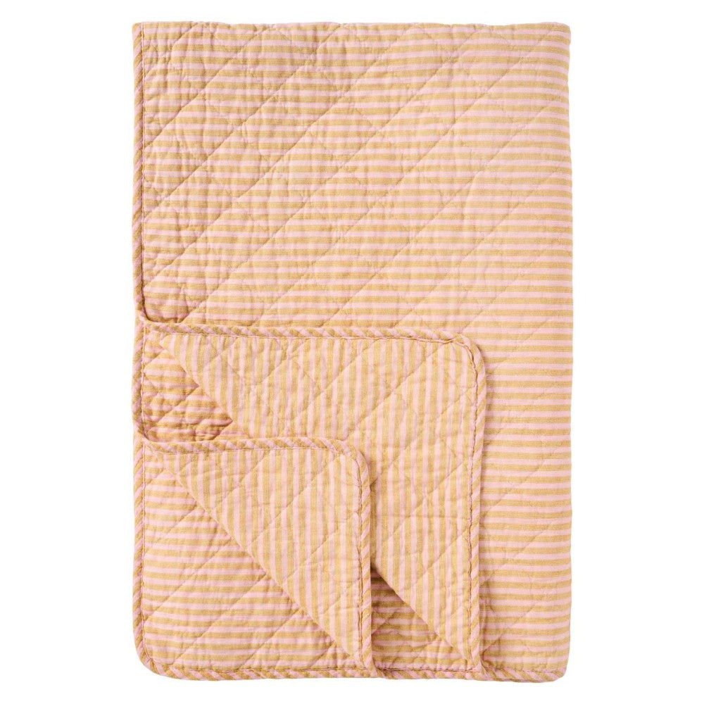 Ib Laursen - Quilt m/ lyserød-mustard striber
