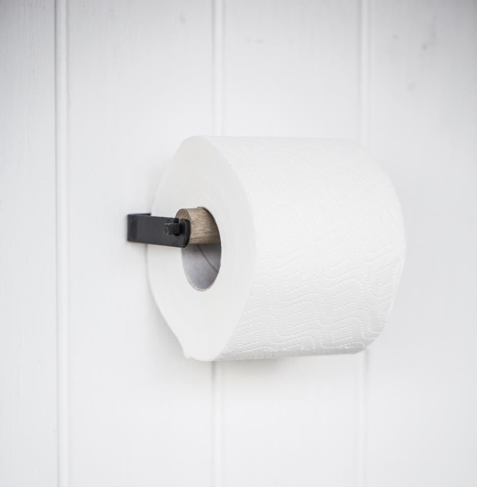 Ib Laursen - Sort toiletpapirholder m/trærulle
