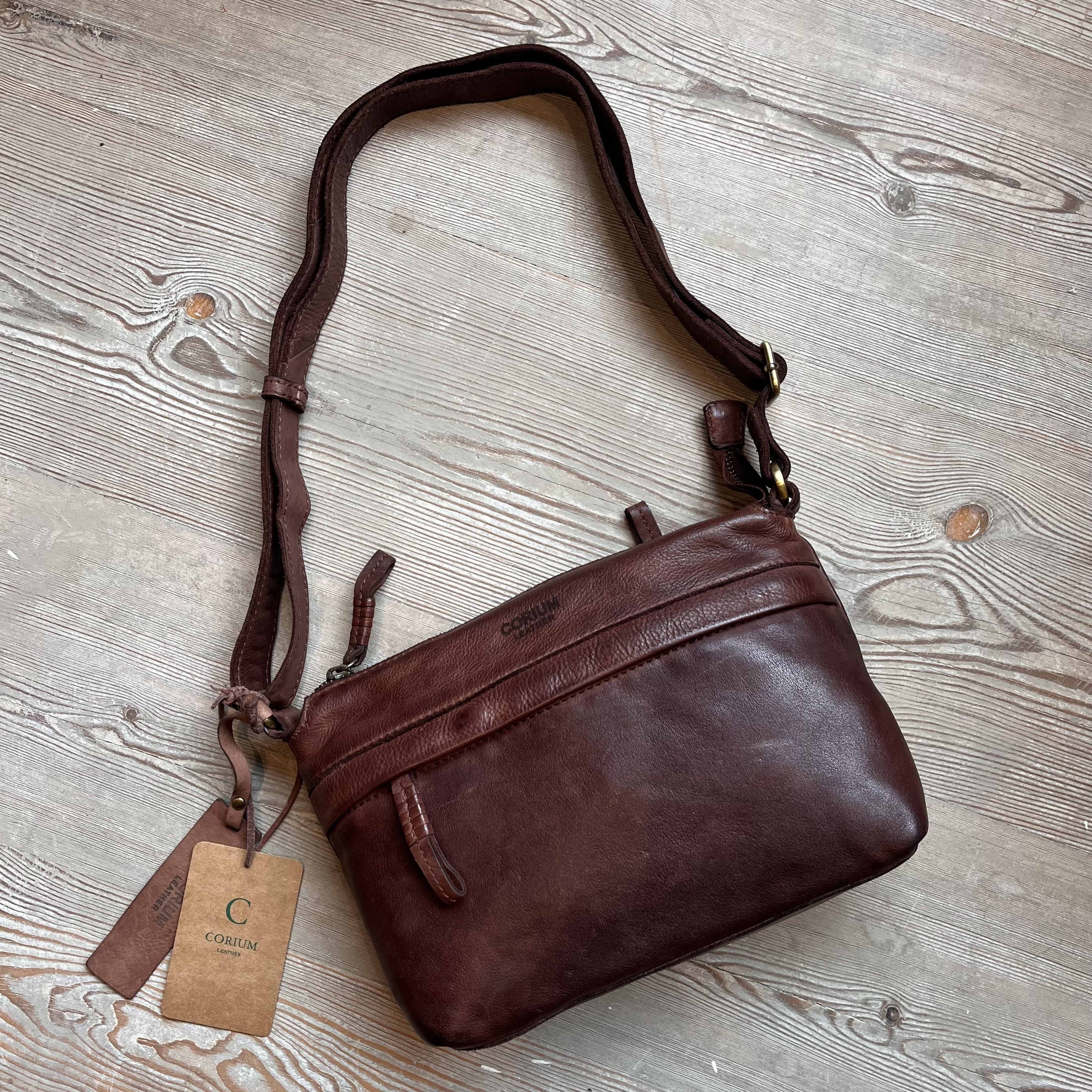 Corium - Crossbody taske washed brun