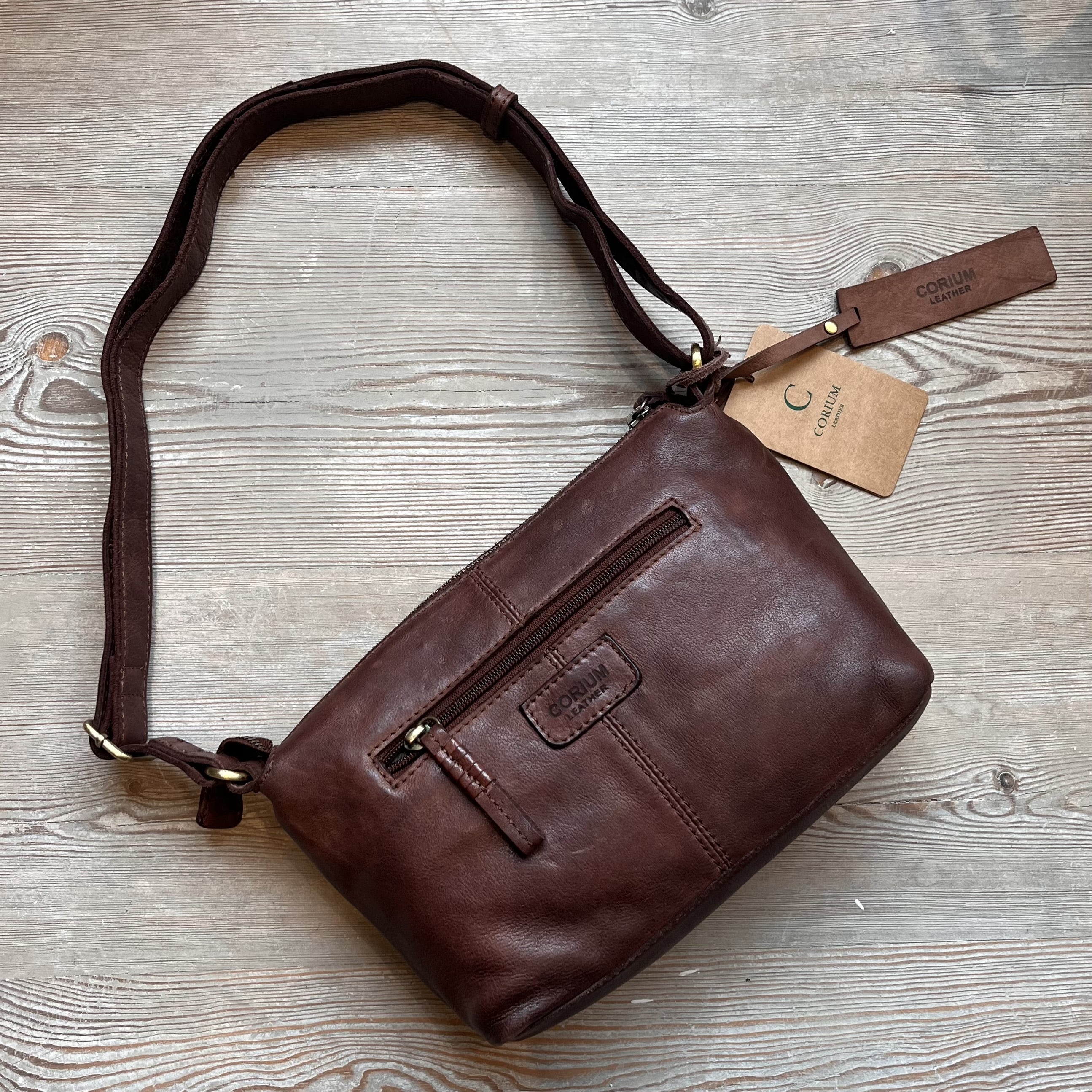 Corium - Crossbody taske washed brun