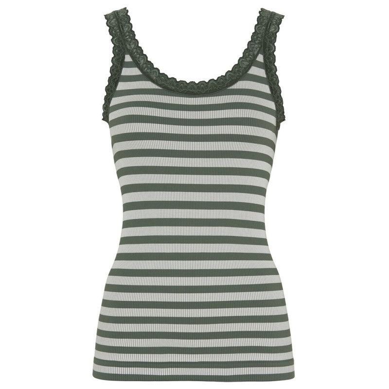 Tim & Simonsen Top - Isa Stribet Rib Top i Nero Bianco