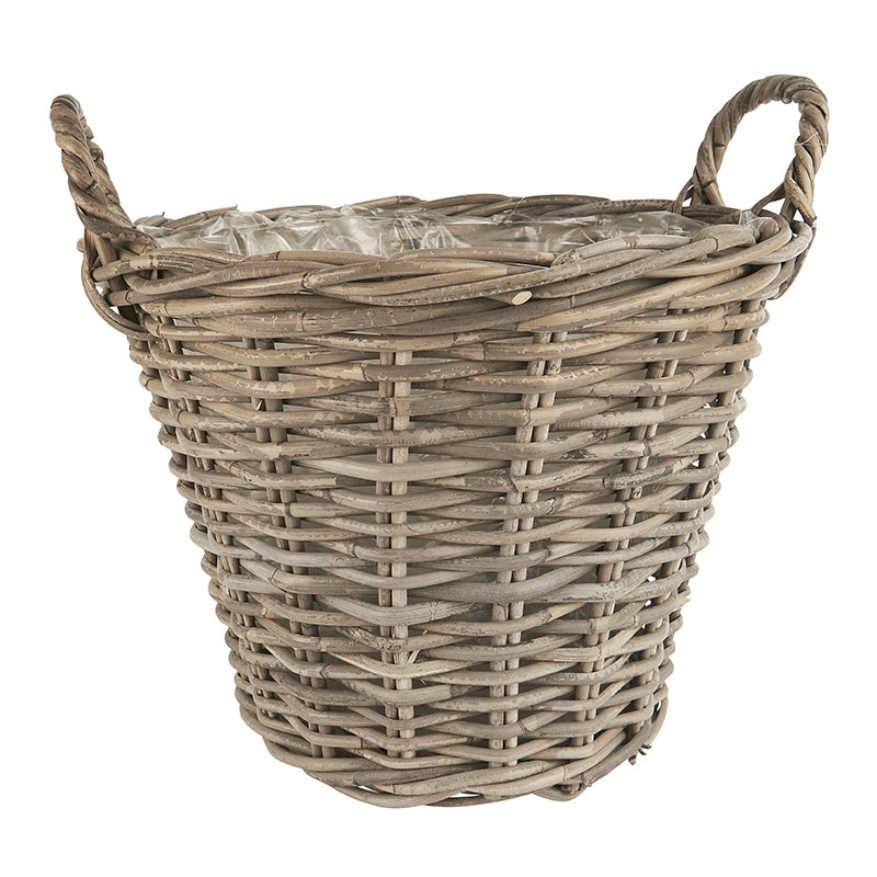 Ib Laursen - Rattan plantekurv m/plast H36cm