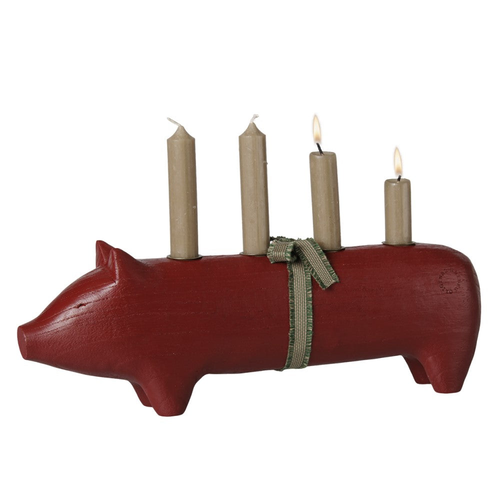 Maileg rød gris advent lysestage