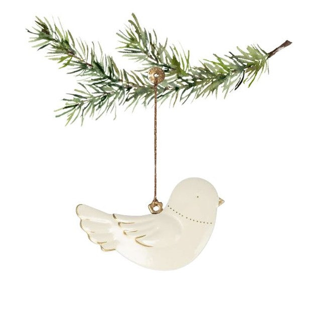 Maileg - Metal fugl ophæng creme/guld