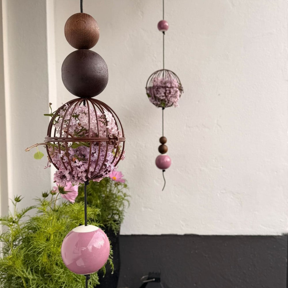 Nordic by hand decor kugle med rosa earth kugler