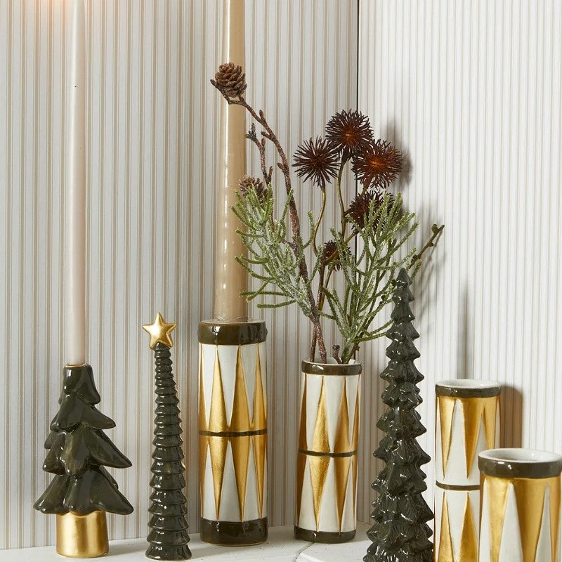 Speedtsberg grøn-guld lysestage/vase