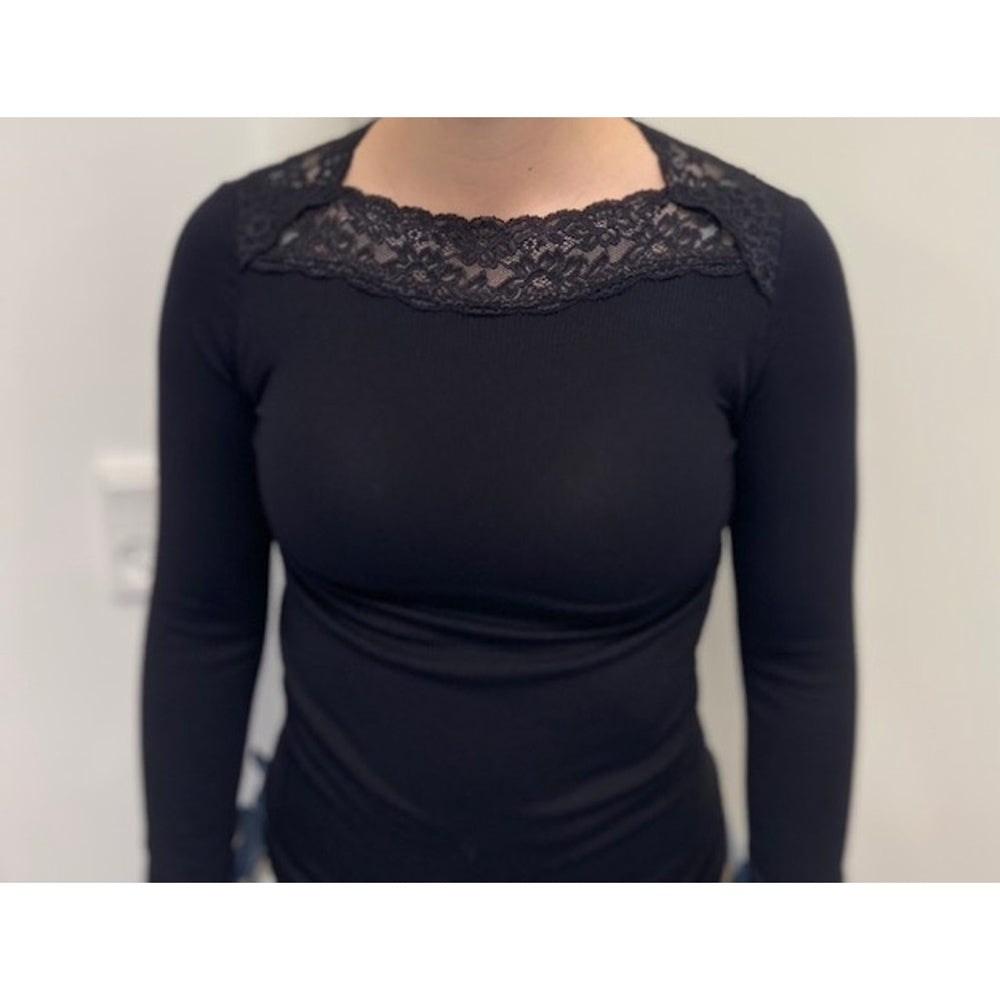 Tim & Simonsen Anita rib bluse L/Æ - sort