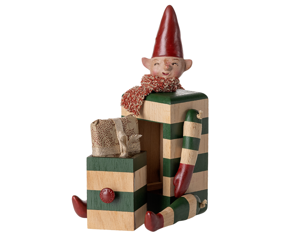 Maileg - Grøn Elf nisse m/ skuffe