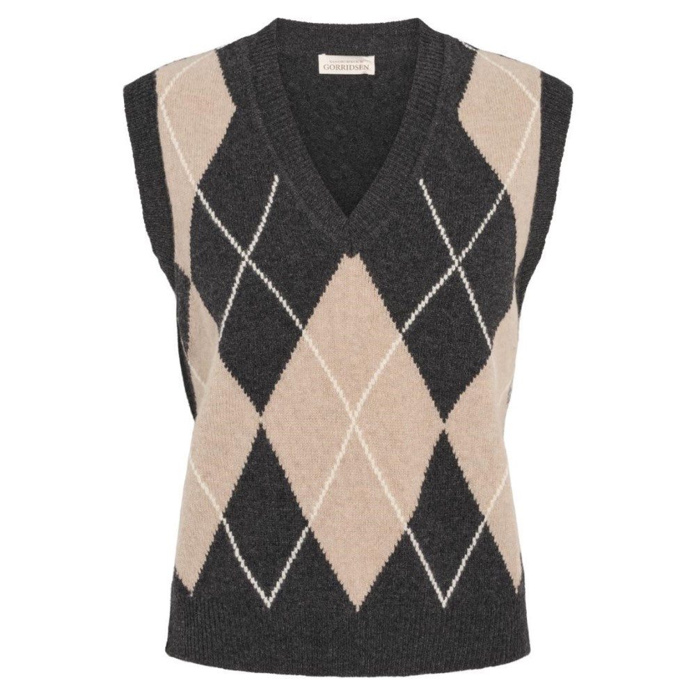 Gorridsen Design - Uldstrik vest med tern