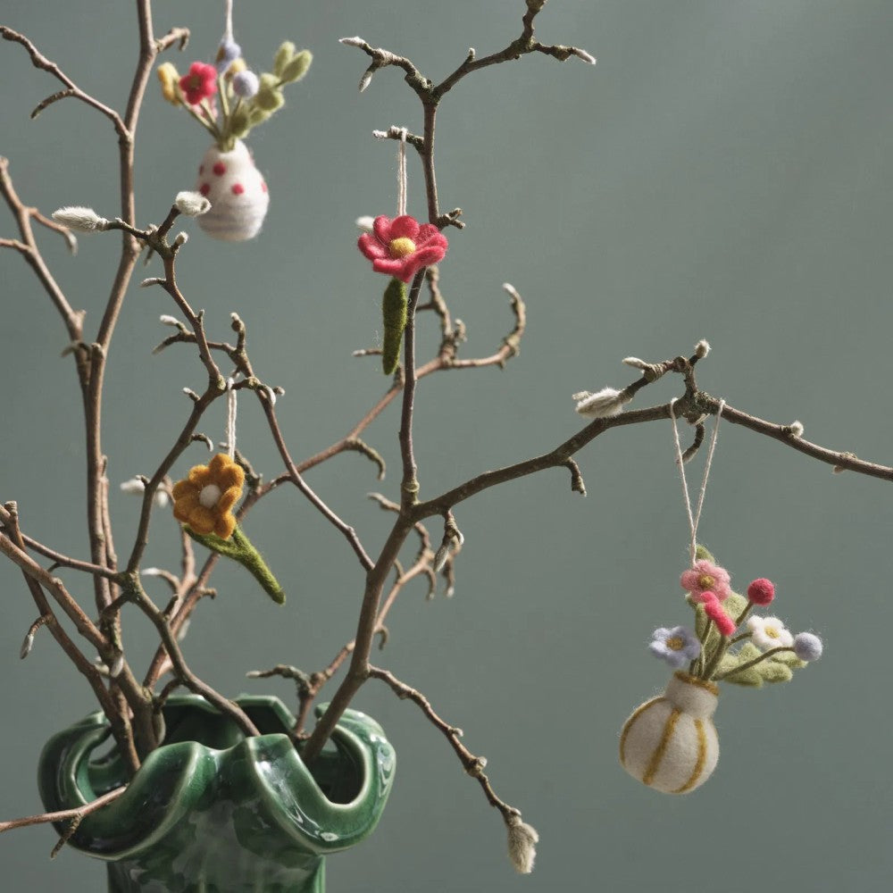 Gry & Sif - Vase ophæng m/ striber og blomster H8cm