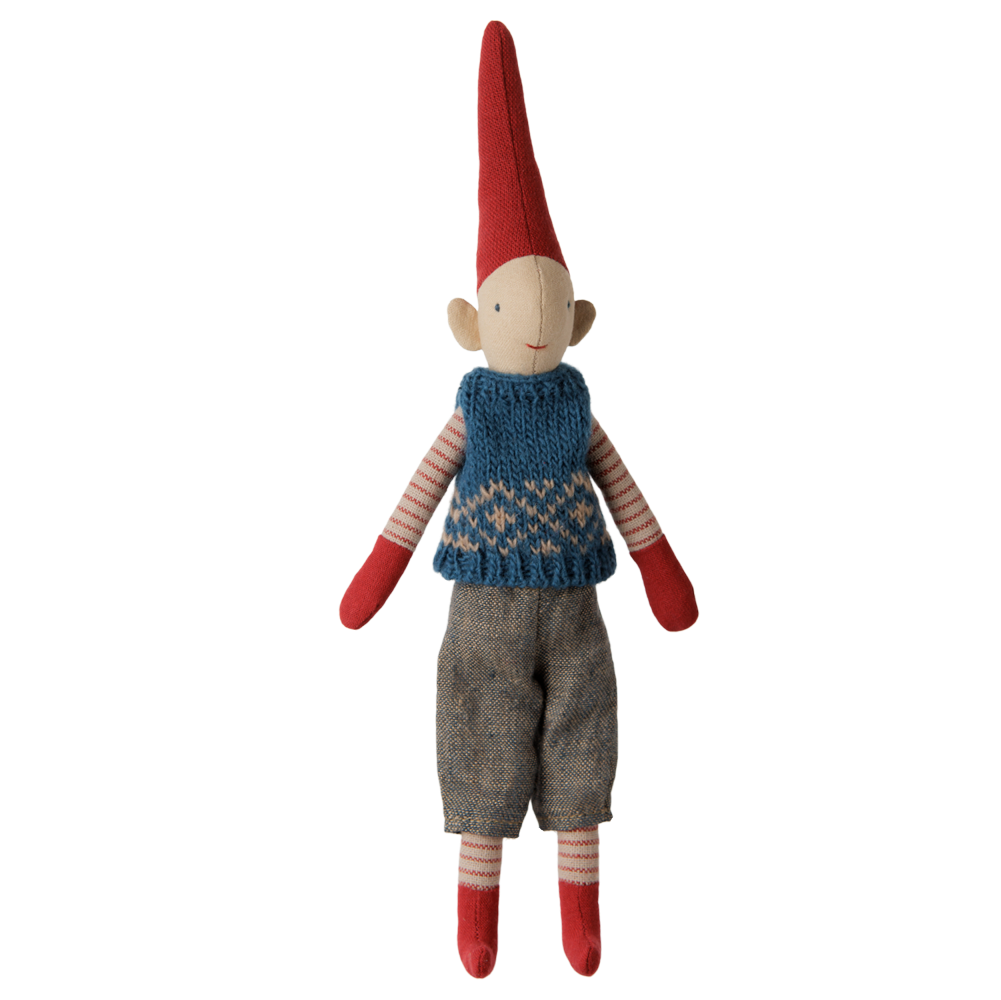Maileg magnet nisse med blå vest