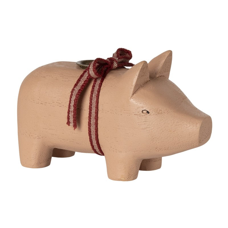 Maileg - Træ gris til kertelys rosa