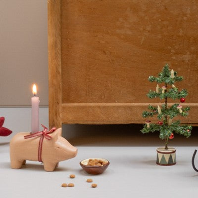 Maileg - Træ gris til kertelys rosa