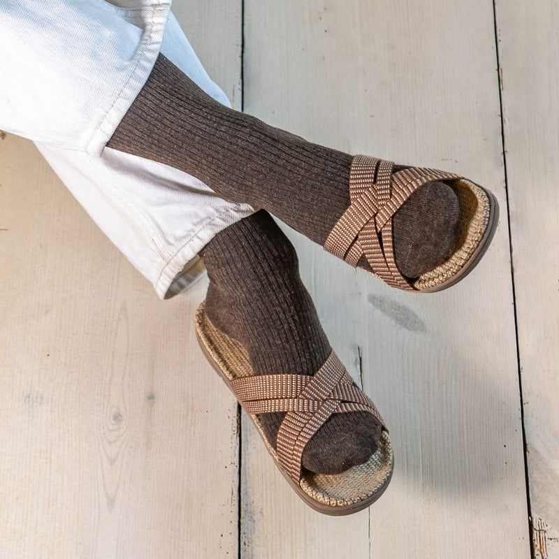Shangies sandal Cocoa tones brun med strømper