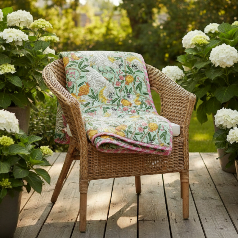 Au Maison Quilt Cockatoo – sommertæppe i kurvestol