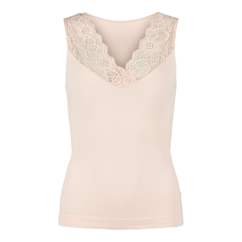 Belen ribtop V-blonde - Cipria