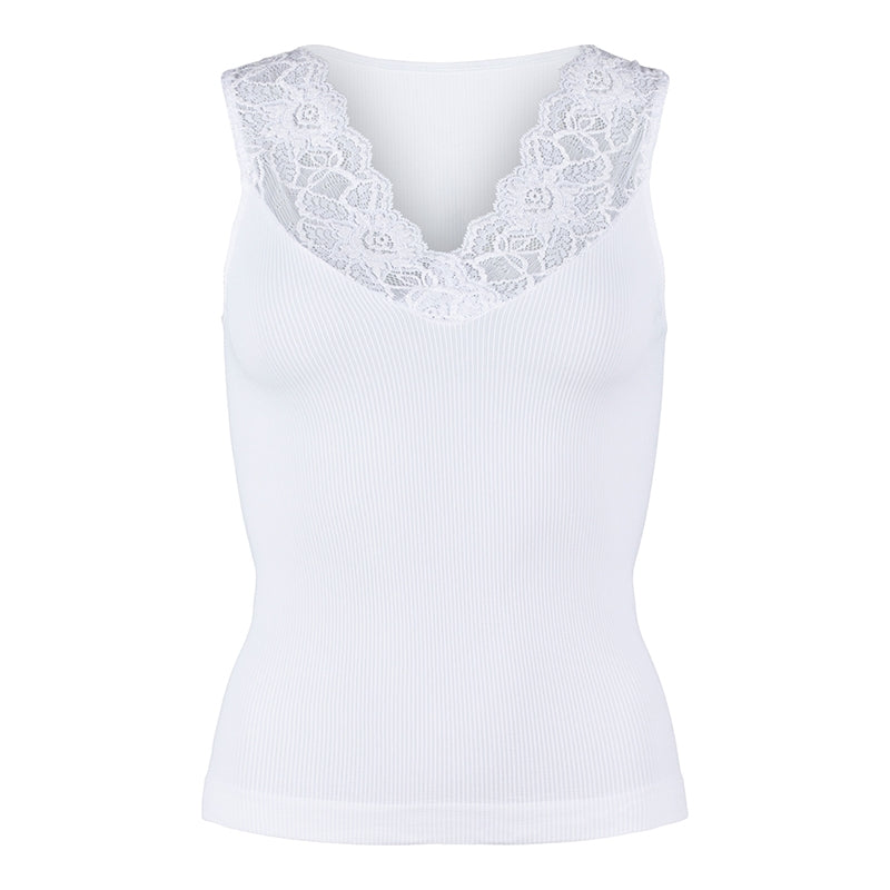 Belen ribtop V-blonde - hvid