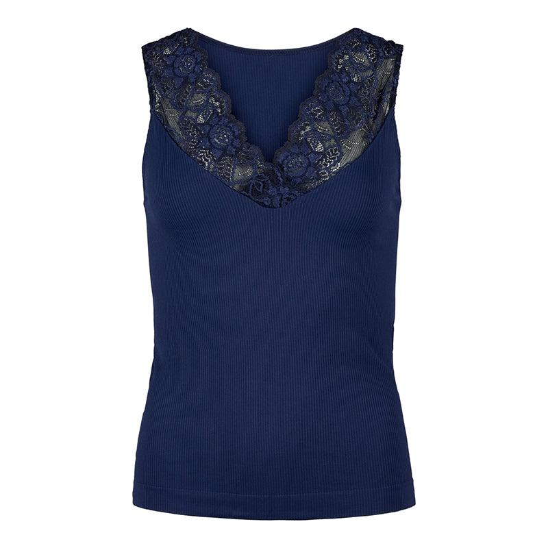 Belen ribtop V-blonde - marine