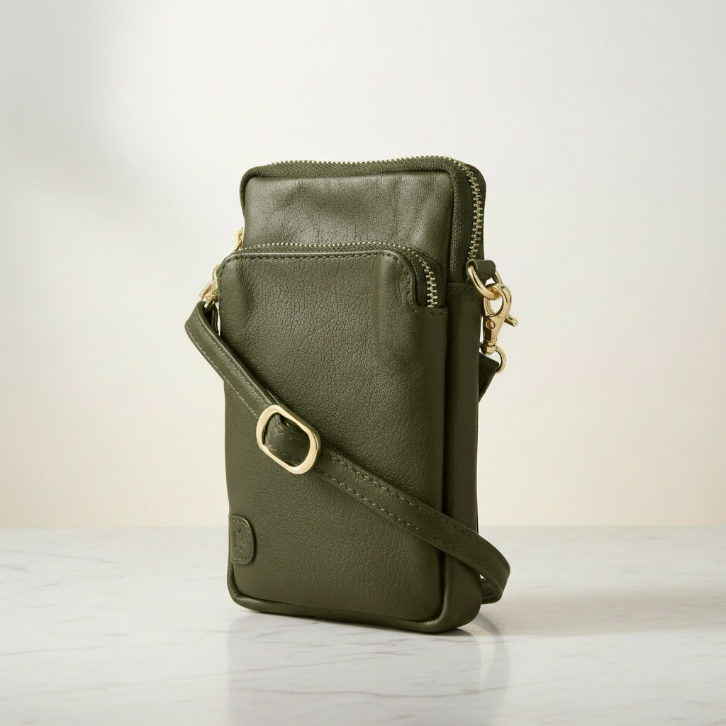 Betty mobiltaske Army/guld