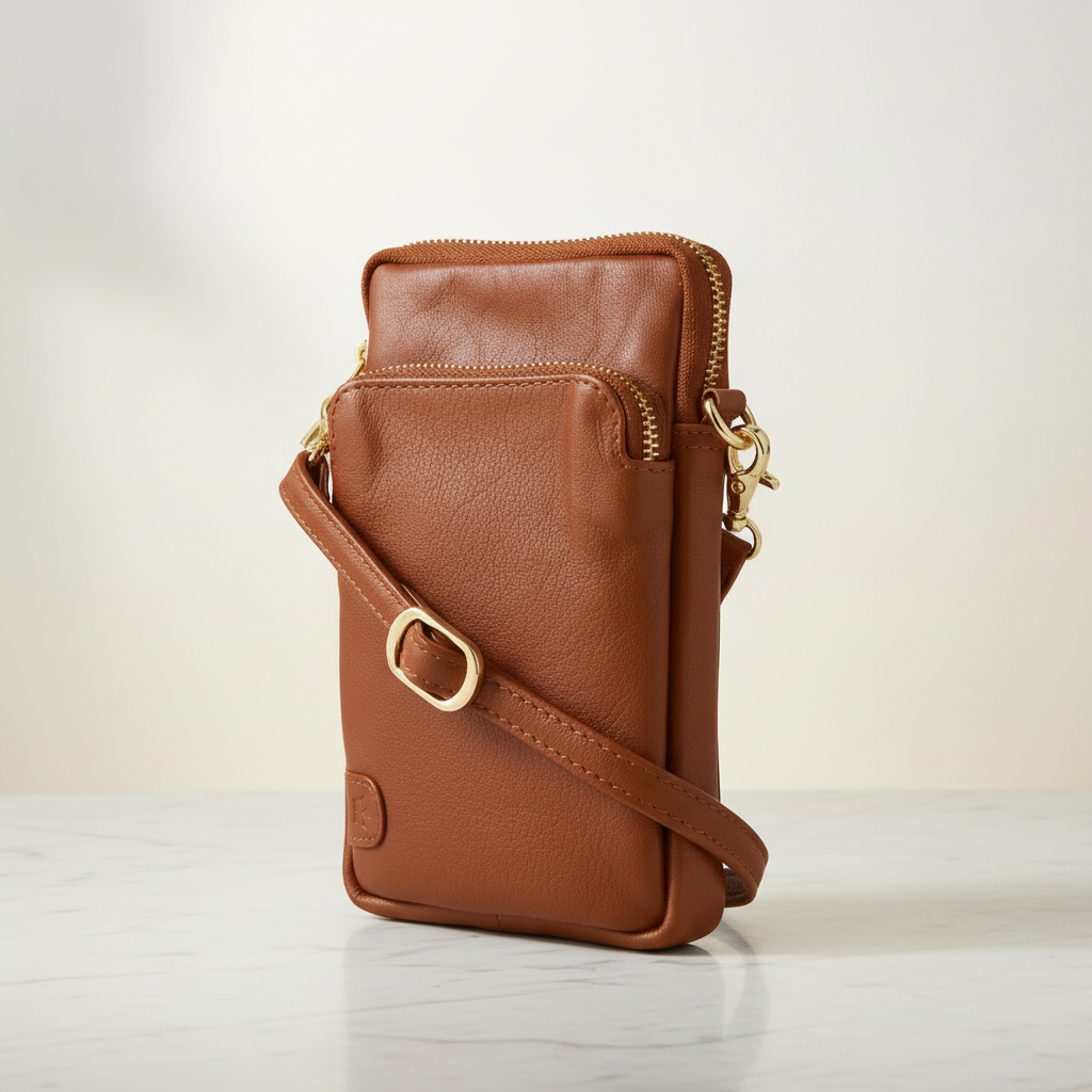 Betty mobiltaske Cognac/guld