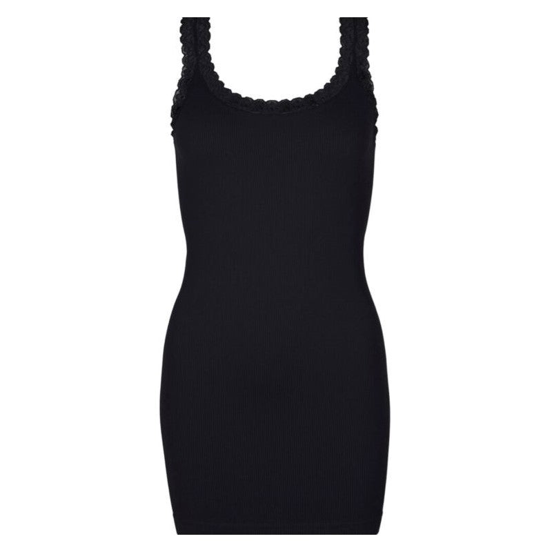 Frida rib top plus model m/blonde - sort