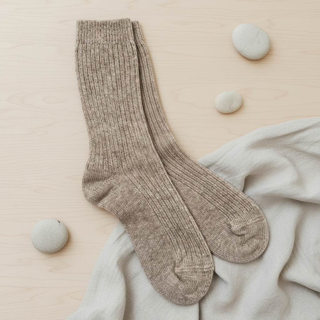 Gorridsen Design Rib Uld strømper Camel - enkel stil