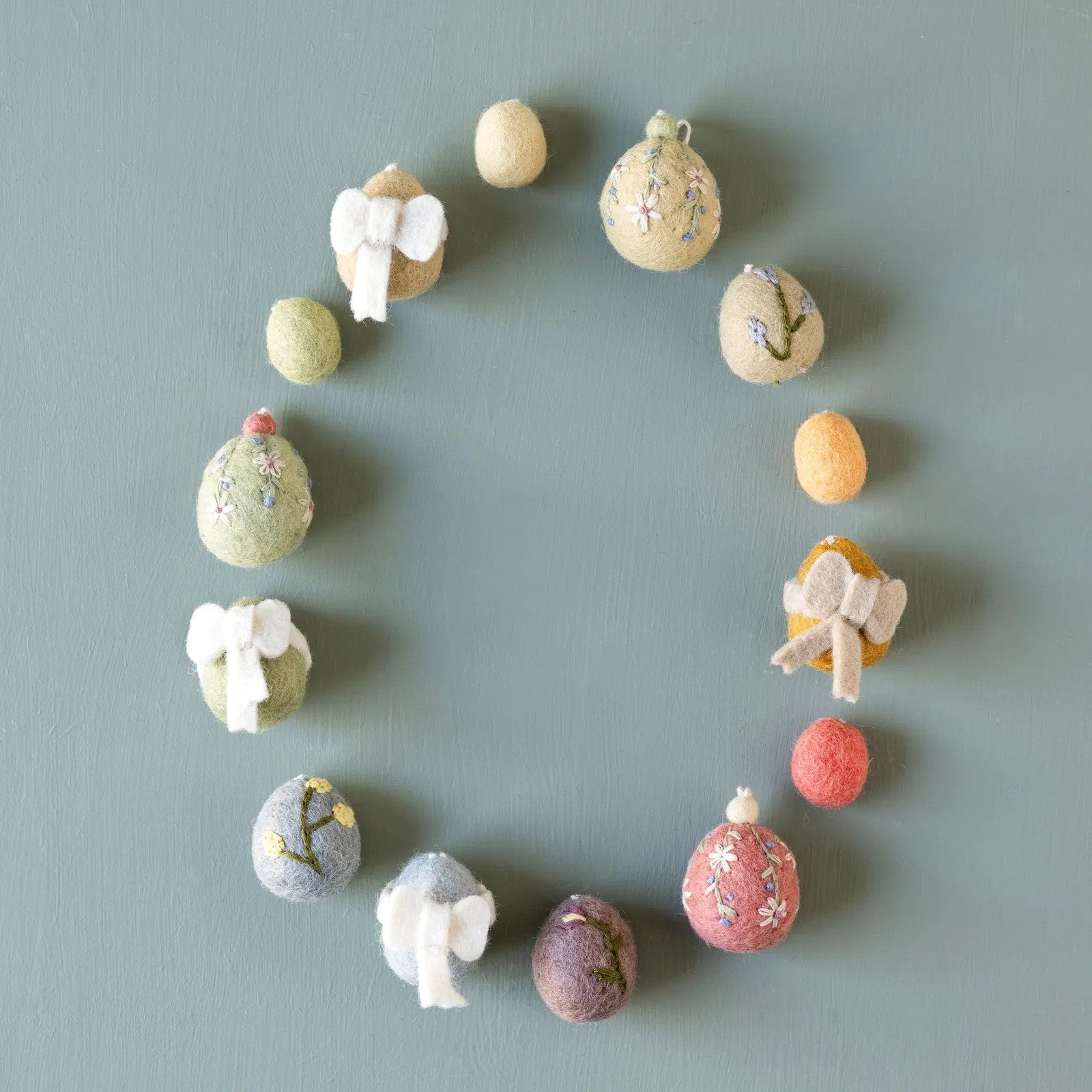 Gry & Sif - 3 stk filt påskeæg m/broderi