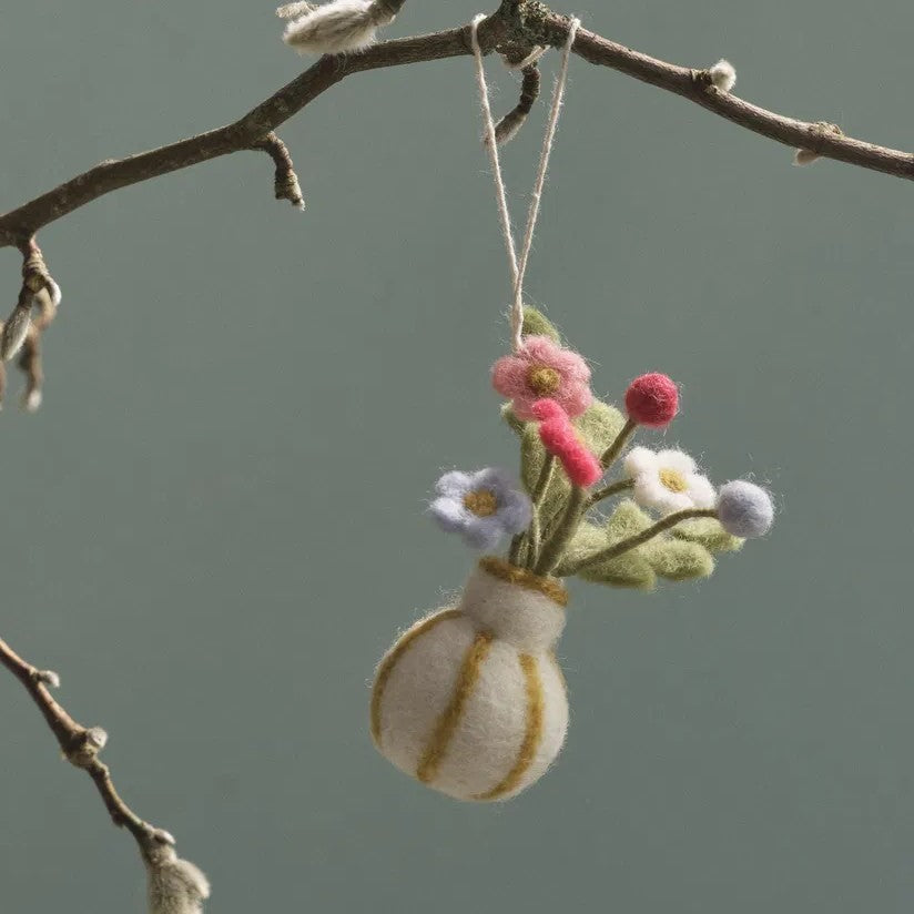 Gry & Sif - Vase ophæng m/ striber og blomster H8cm