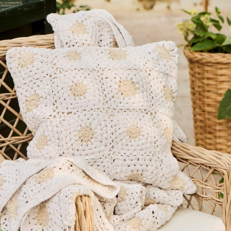 Ib Laursen - Hæklet pudebetræk natur 50x50cm