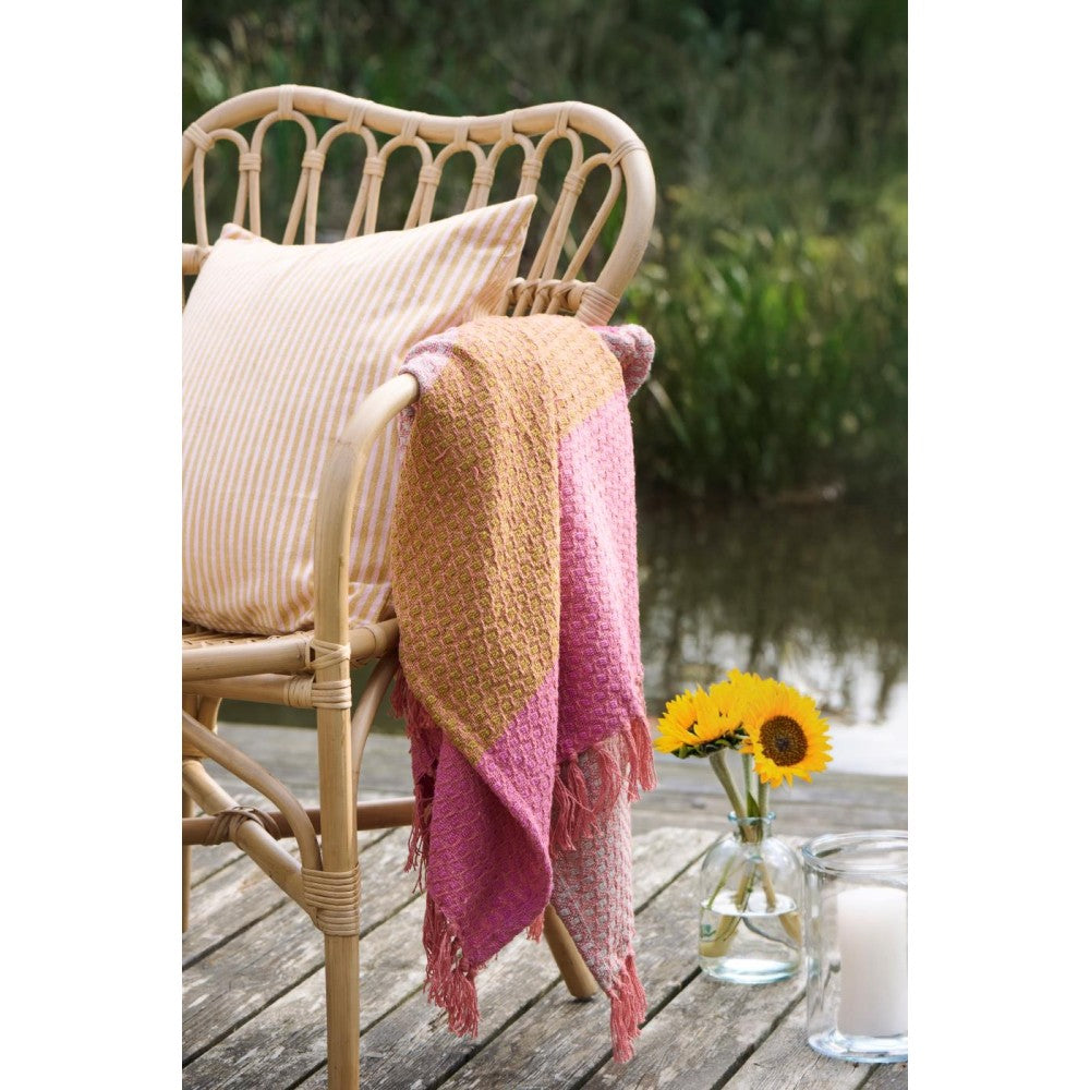 Ib Laursen - Bomulds plaid pink, orange, natur.